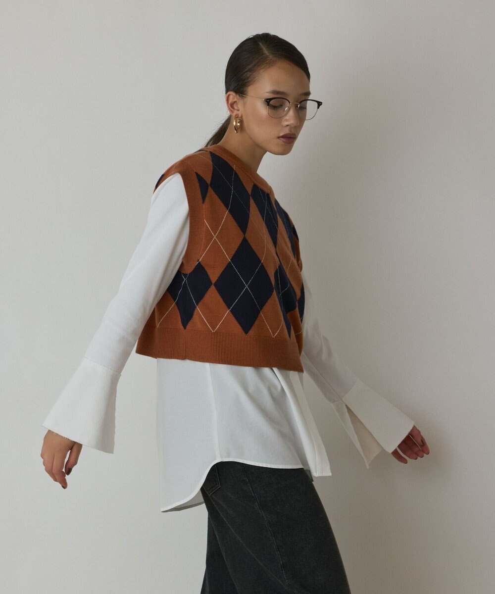 GRACE CONTINENTAL アーガイルニットベスト 