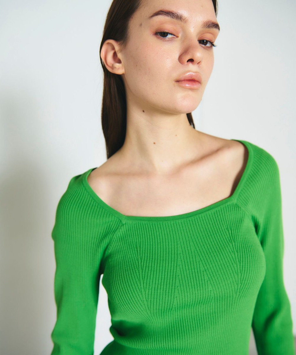 GRACE CONTINENTAL リブスクエアニットトップ