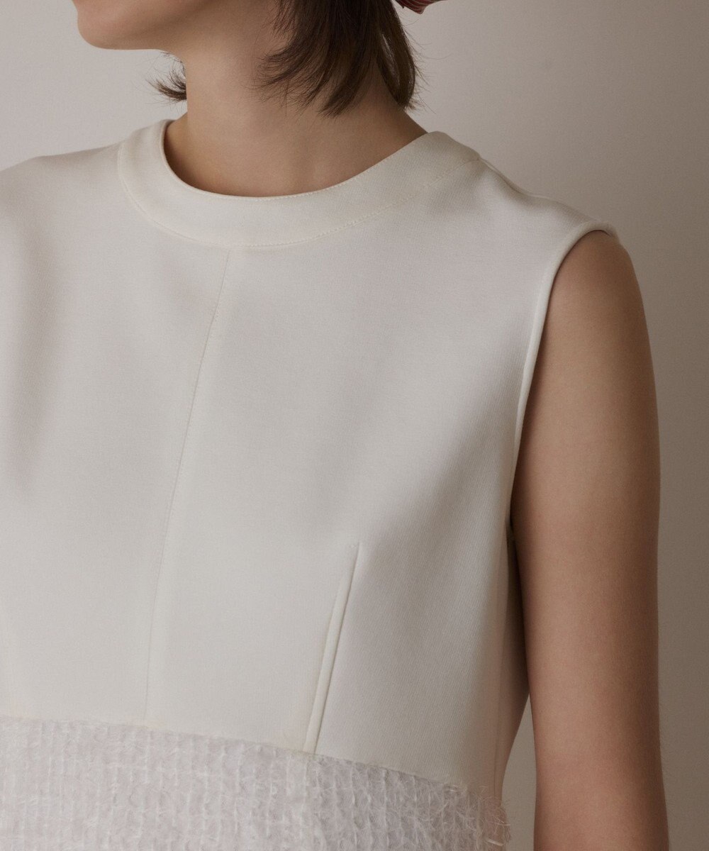 GRACE CONTINENTAL フェザー刺繍コンビワンピース 