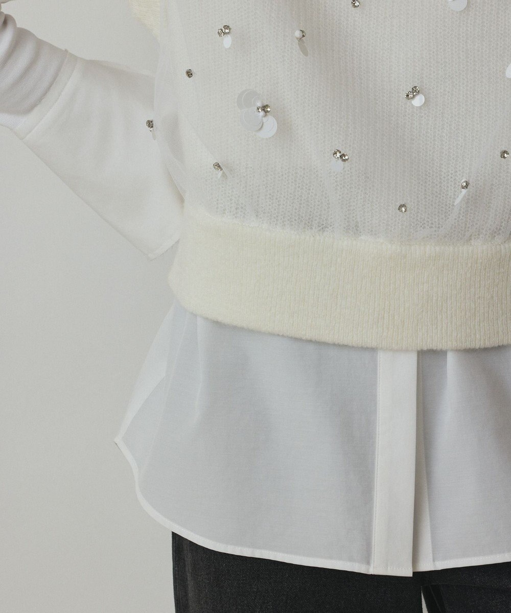 GRACE CONTINENTAL チュール刺繍ニットトップ 