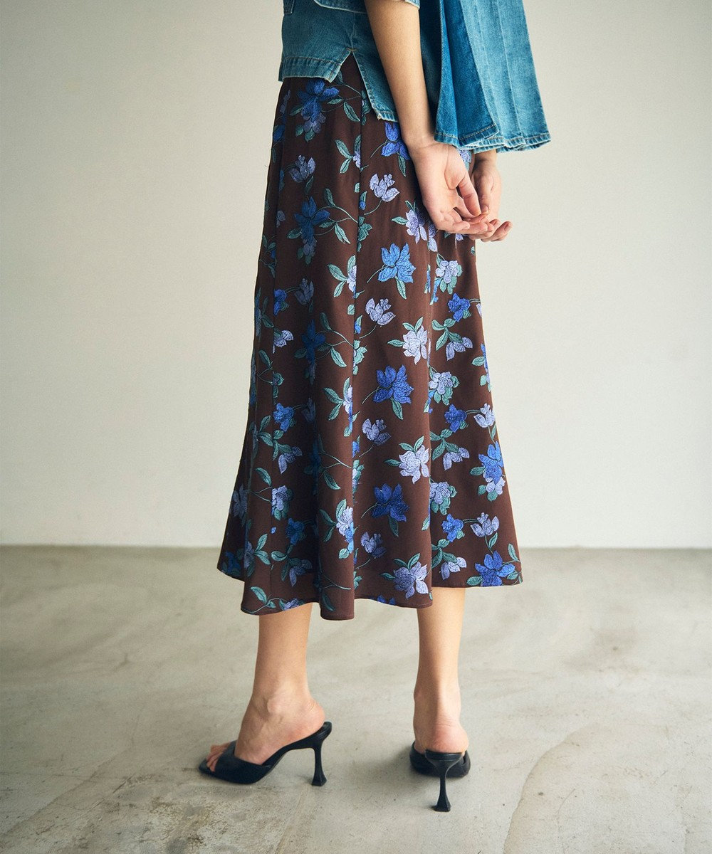 フラワー刺繍フレアスカート, キナリ, 36