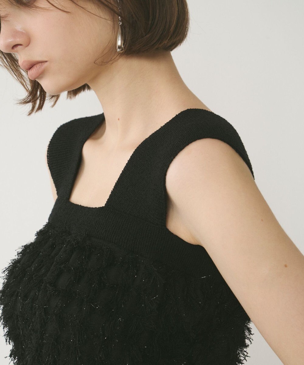 GRACE CONTINENTAL フリンジニットベアトップ 