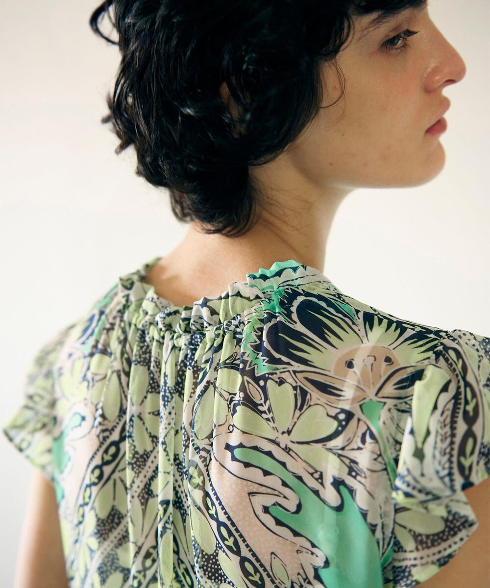 GRACE CONTINENTAL シフォンプリントティアードワンピース 