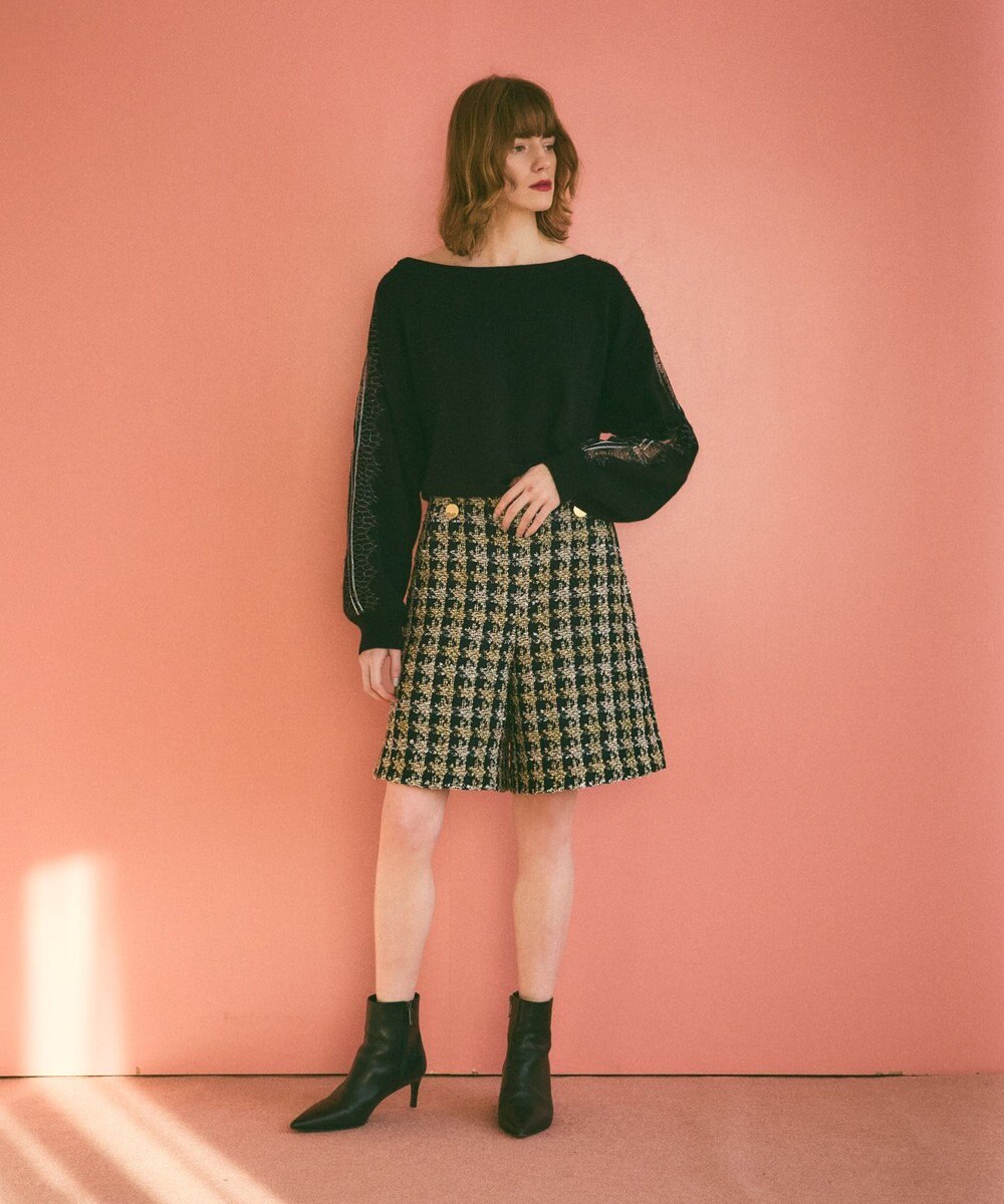 GRACE CONTINENTAL シャイニーツイードハーフパンツ 