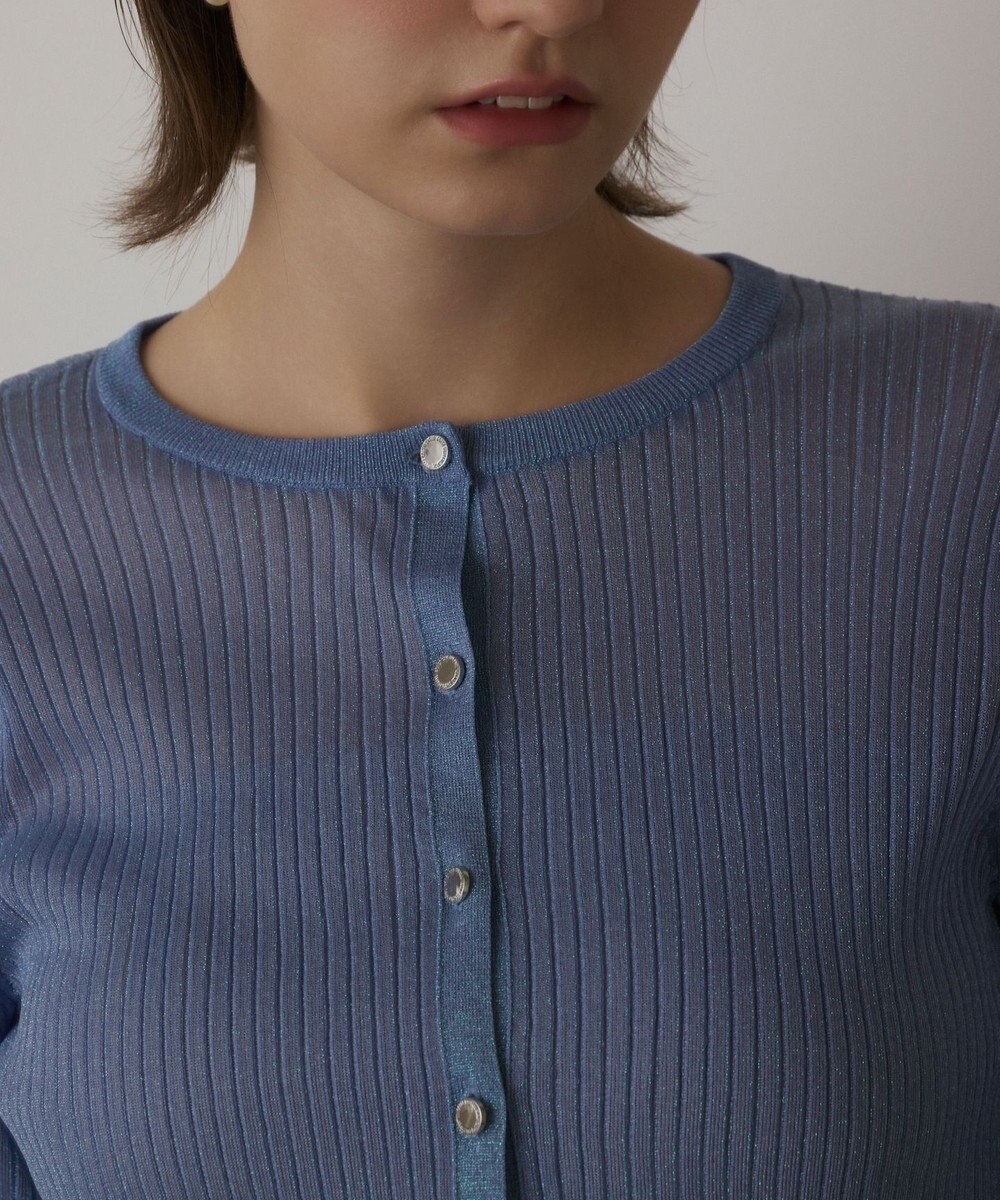 GRACE CONTINENTAL ラメリブシアーニットカーディガン 