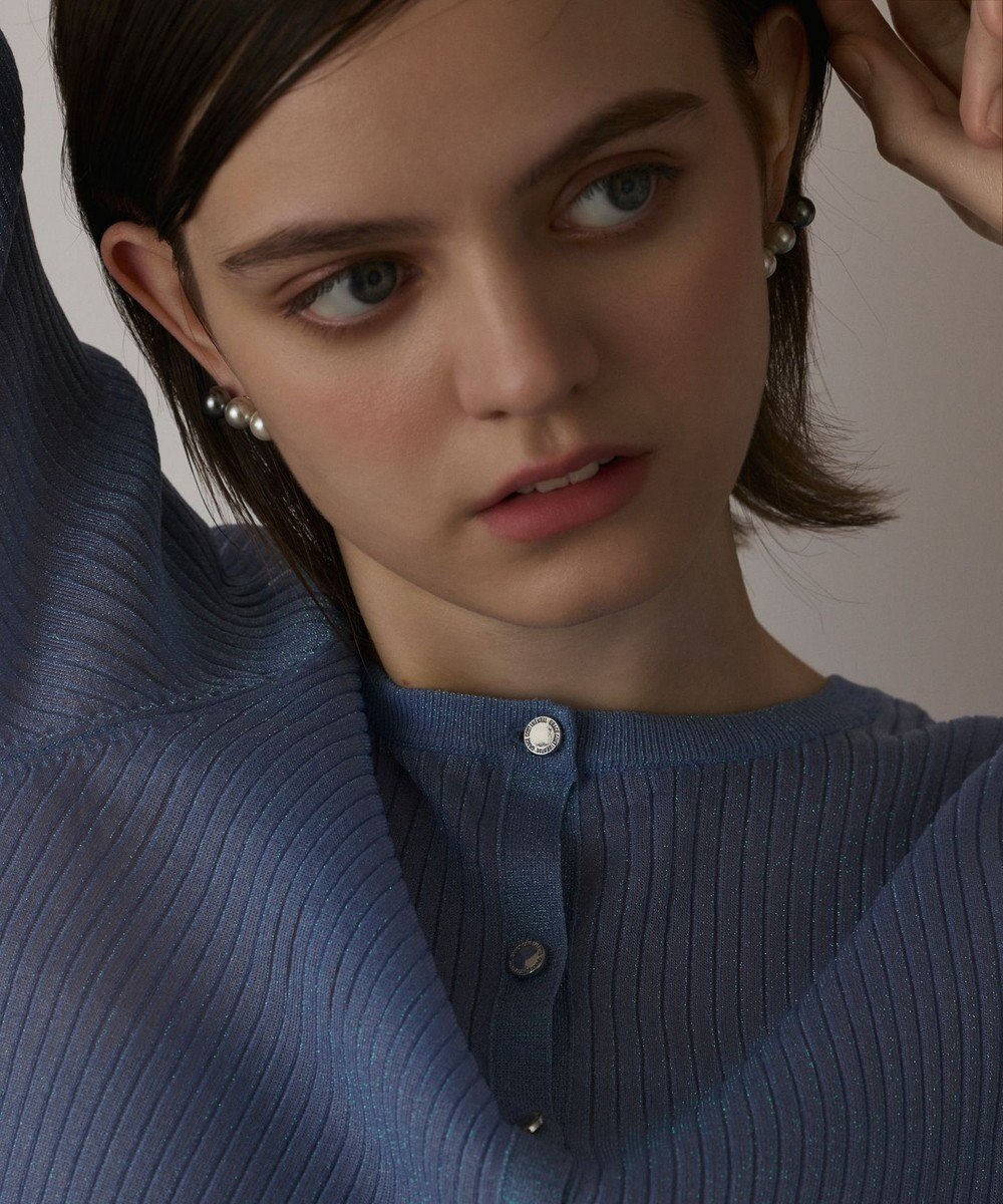 GRACE CONTINENTAL ラメリブシアーニットカーディガン 