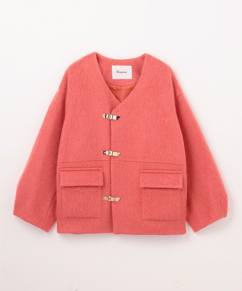 GRACE CONTINENTAL ノーカラーシャギーコート 