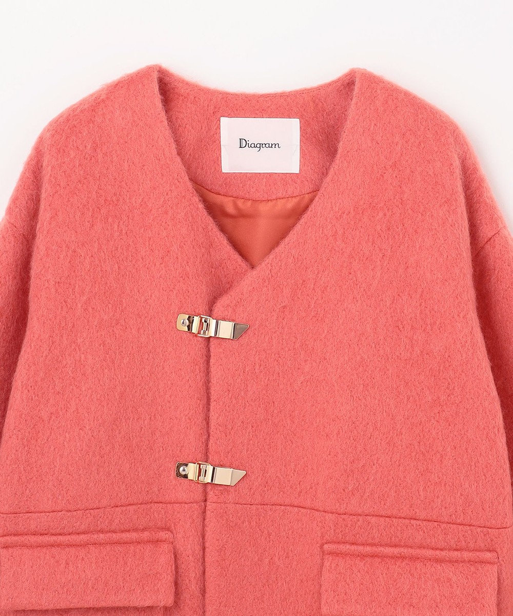 GRACE CONTINENTAL ノーカラーシャギーコート 