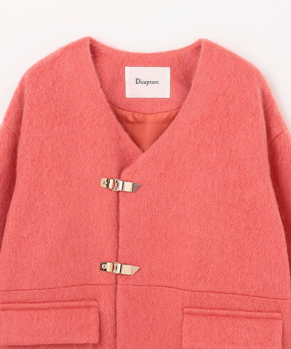 GRACE CONTINENTAL ノーカラーシャギーコート