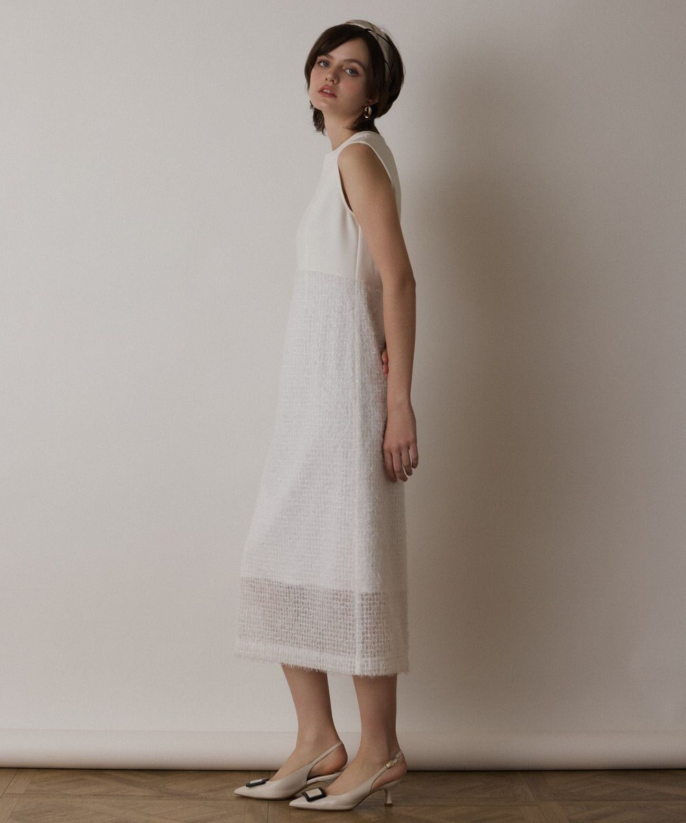 GRACE CONTINENTAL フェザー刺繍コンビワンピース 