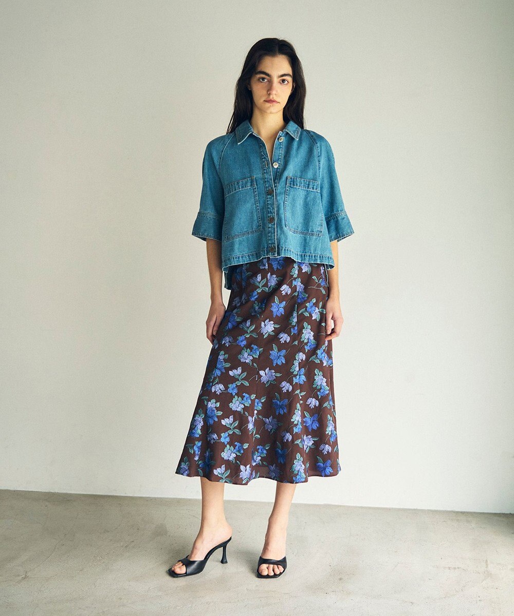 GRACE CONTINENTAL フラワー刺繍フレアスカート