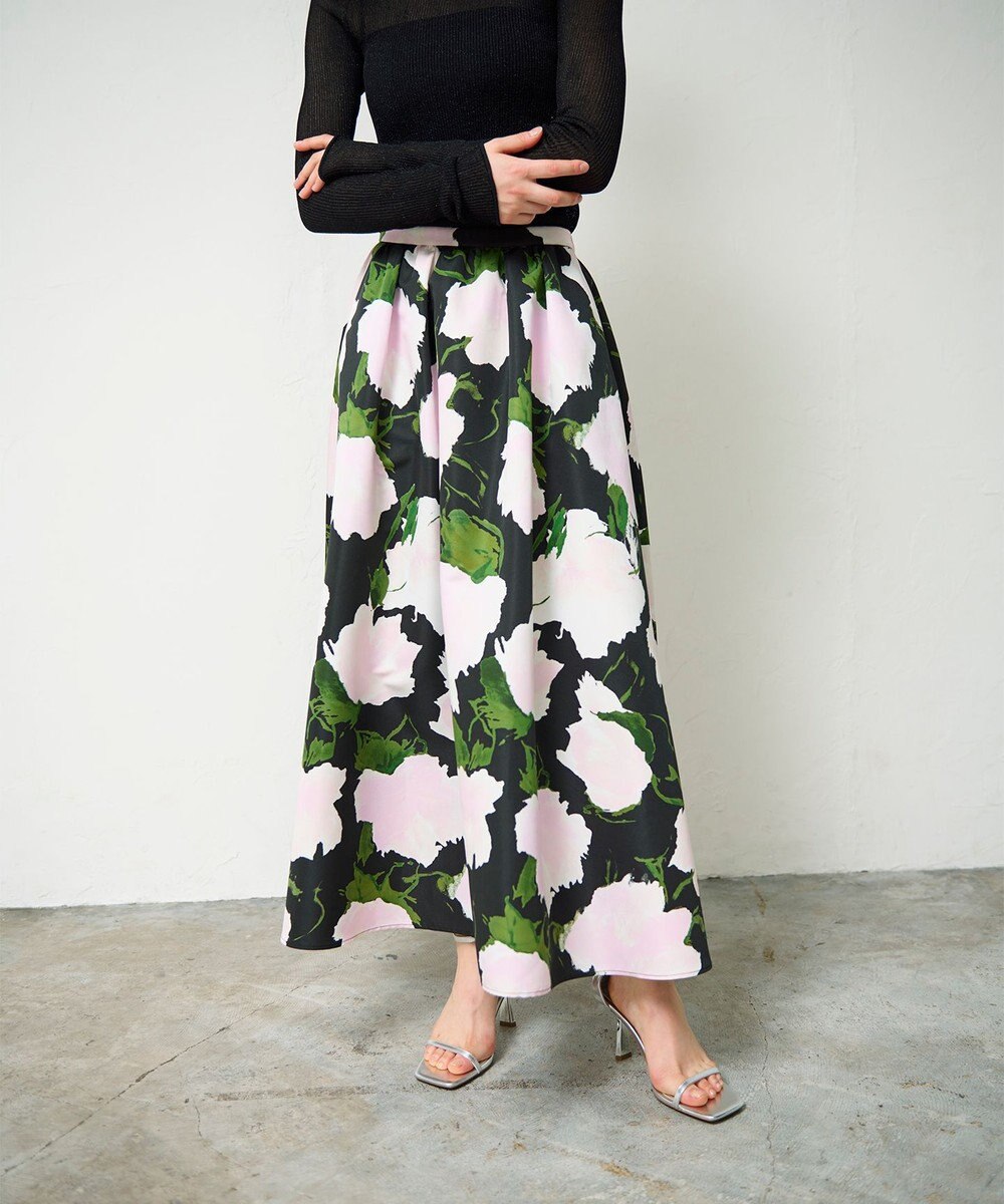 GRACE CONTINENTAL グログランボタニカルスカート