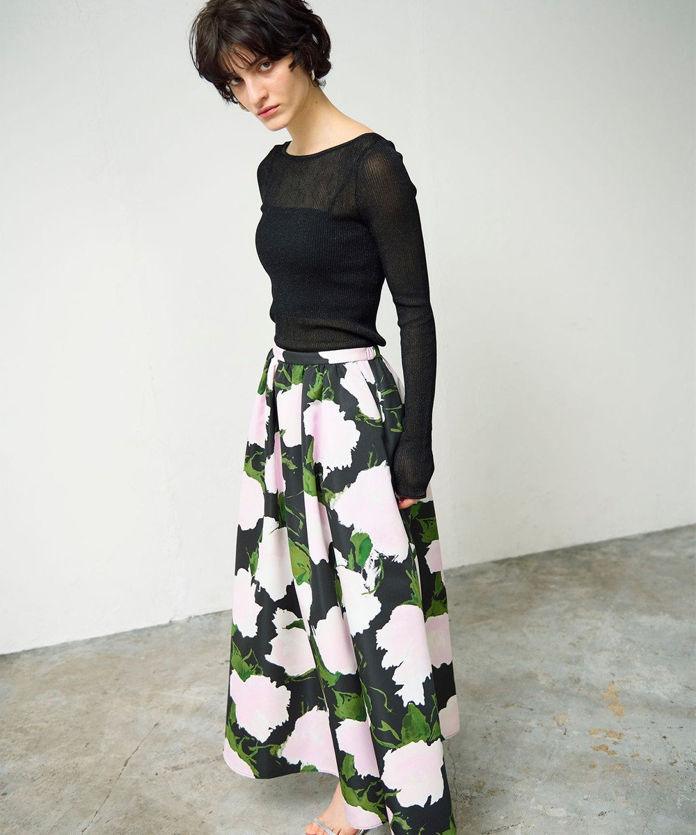 GRACE CONTINENTAL グログランボタニカルスカート