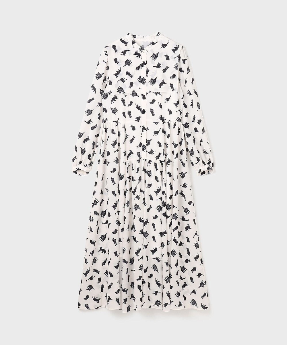 GRACE CONTINENTAL キャットプリントフライヨークワンピース