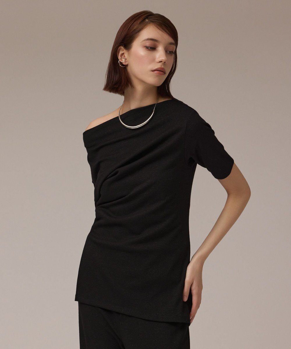 GRACE CONTINENTAL ラメリブジャージトップ 