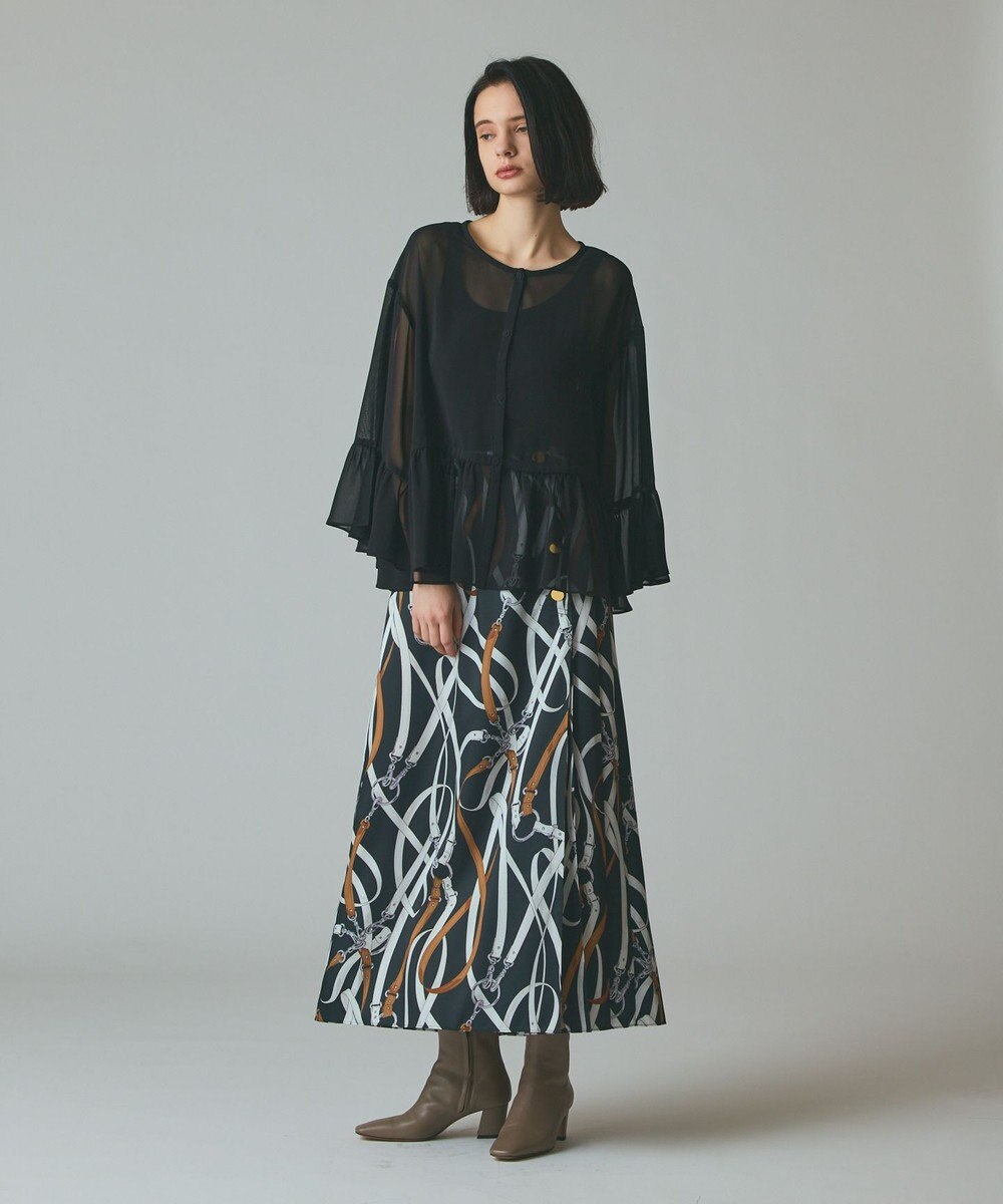 GRACE CONTINENTAL シフォンフリルポンチョ 