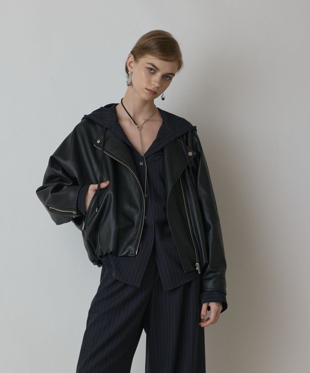 GRACE CONTINENTAL フェイクレザーライダース 