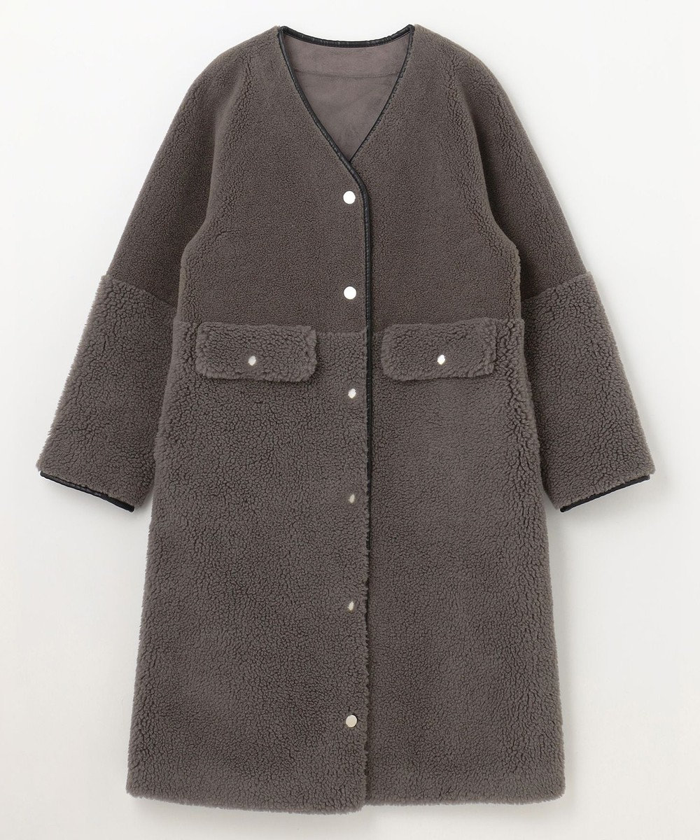 GRACE CONTINENTAL ノーカラーボアムートンコート