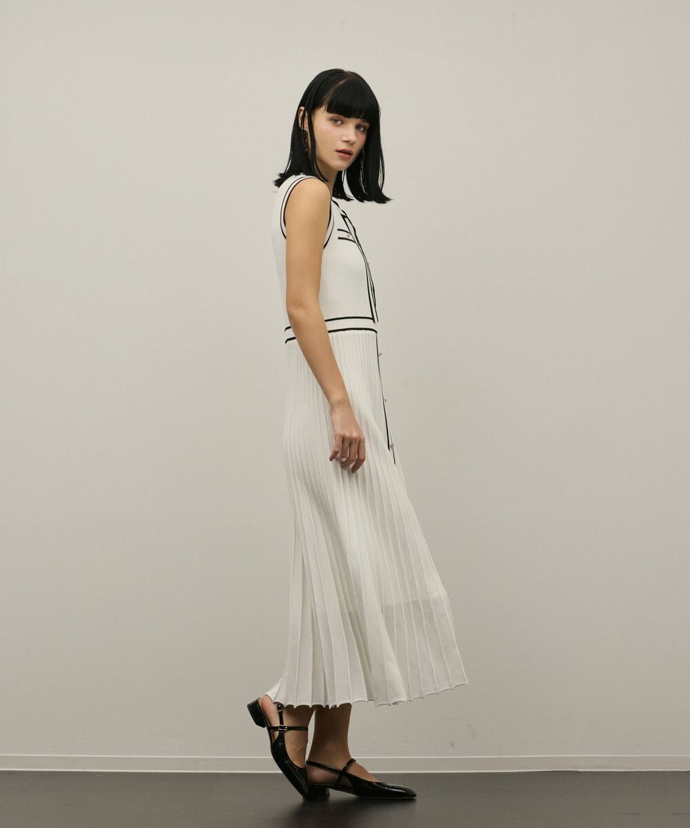 GRACE CONTINENTAL バイカラーボウタイニットワンピース 