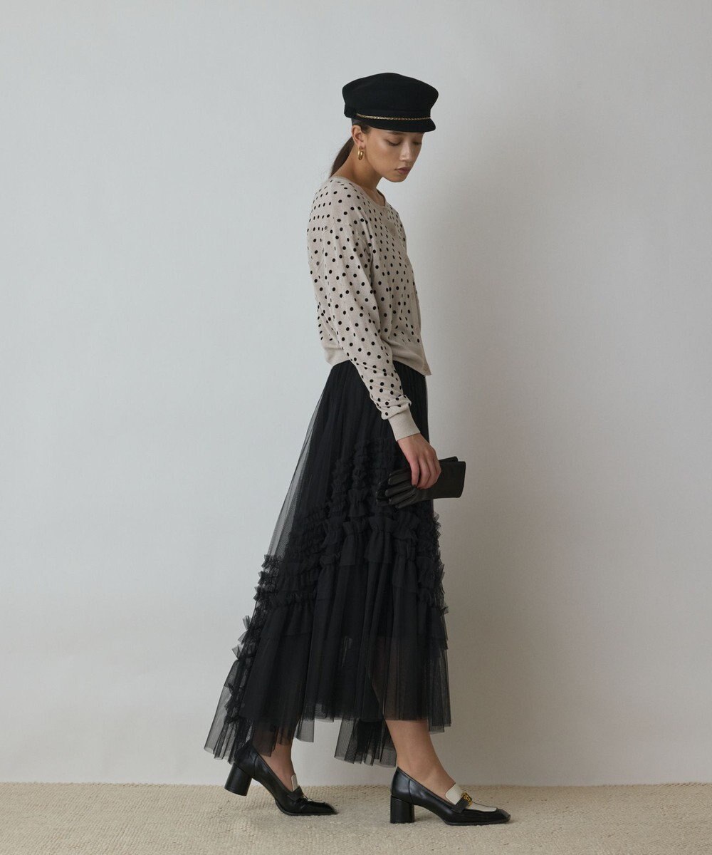 GRACE CONTINENTAL ドットフロッキーニットカーディガン 