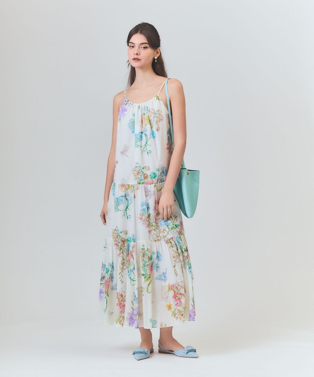 GRACE CONTINENTAL ボタニカルティアードドレス