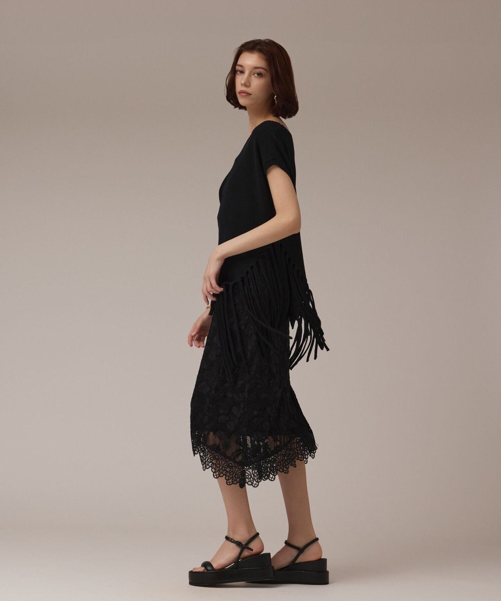 GRACE CONTINENTAL フリンジイレヘムニットトップ 