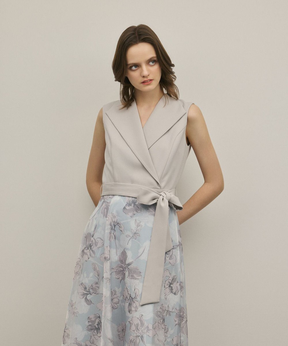 GRACE CONTINENTAL カシュクールフラワープリントワンピース 