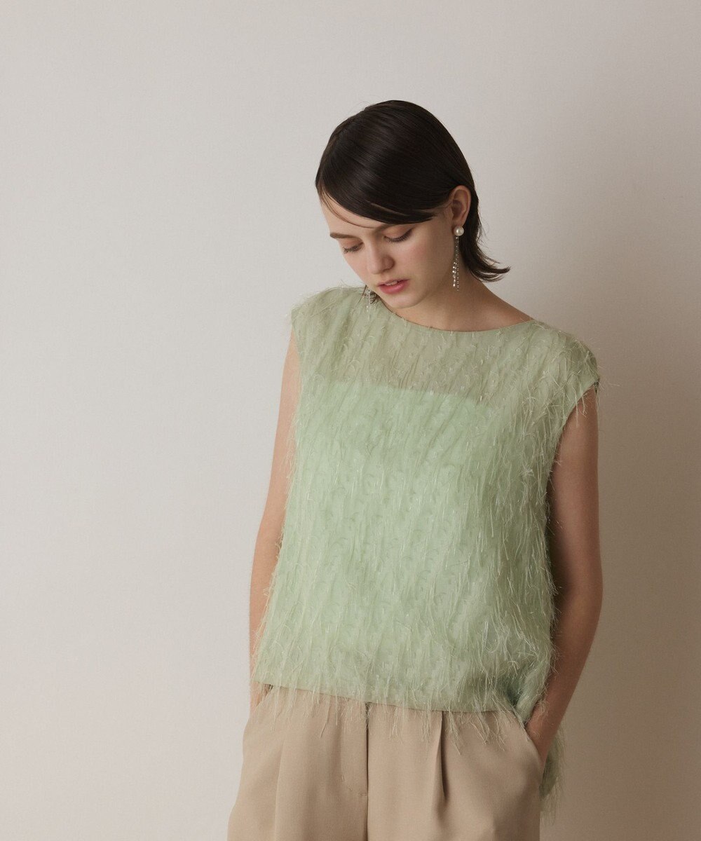 GRACE CONTINENTAL フリンジギャザートップ