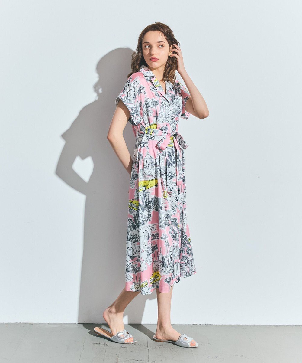 GRACE CONTINENTAL リゾートプリントツイルドレス 