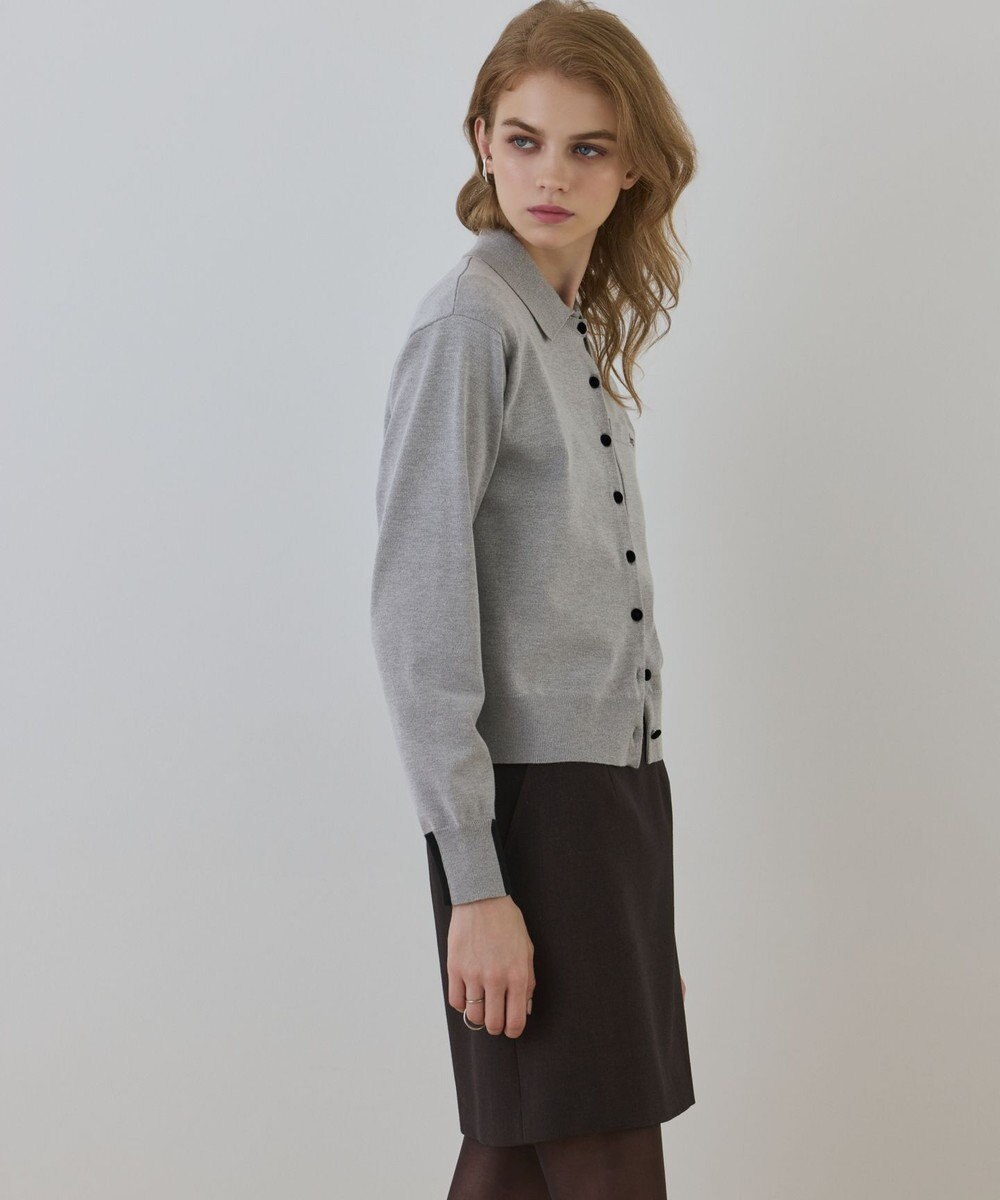 GRACE CONTINENTAL バイカラーロゴニットカーディガン 