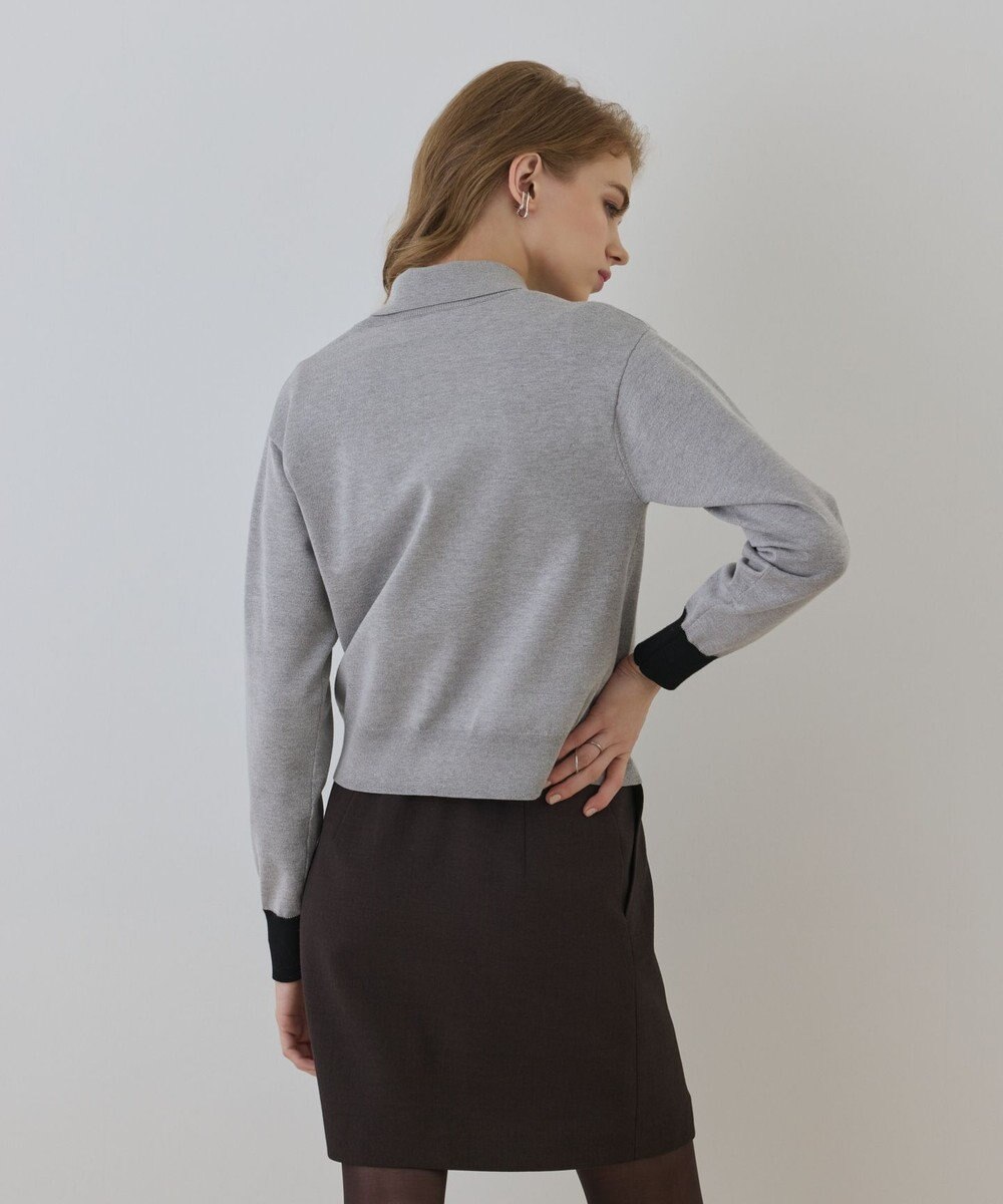 GRACE CONTINENTAL バイカラーロゴニットカーディガン 