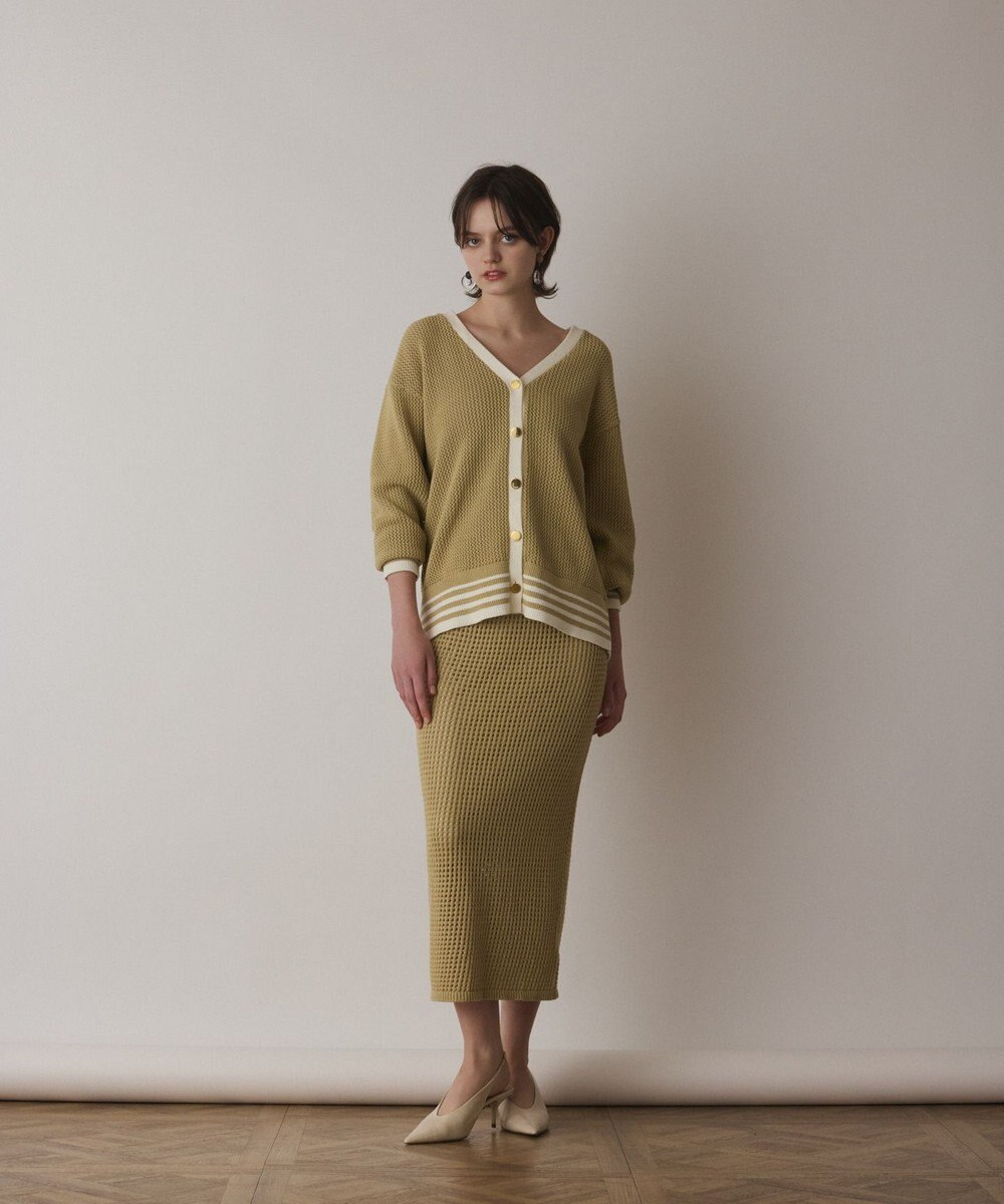 GRACE CONTINENTAL メッシュラインニットカーディガン