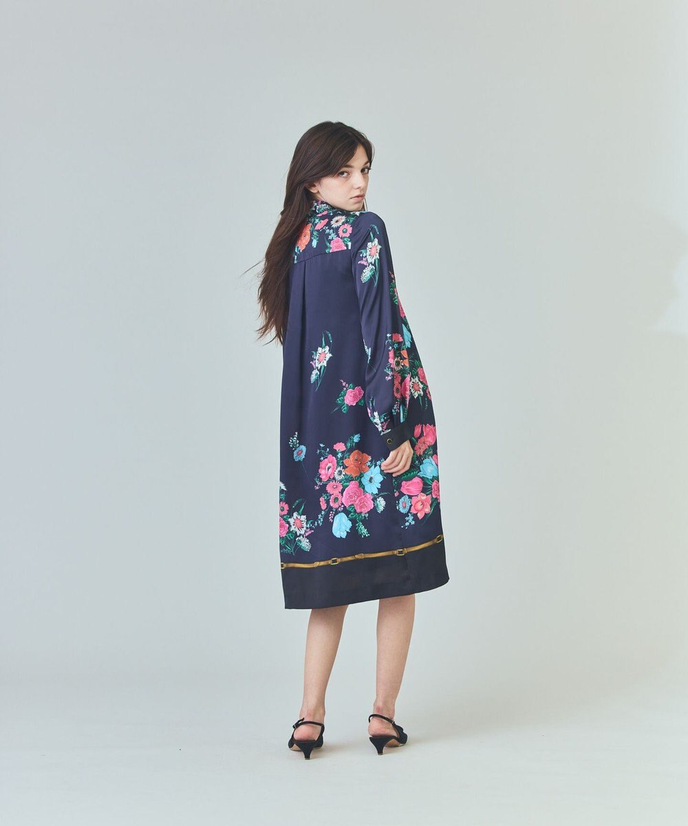 GRACE CONTINENTAL ボタニカルスカーフプリントワンピース 