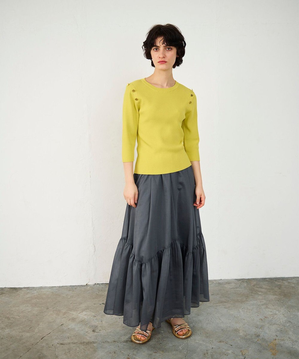 GRACE CONTINENTAL メタル釦リブニットトップ