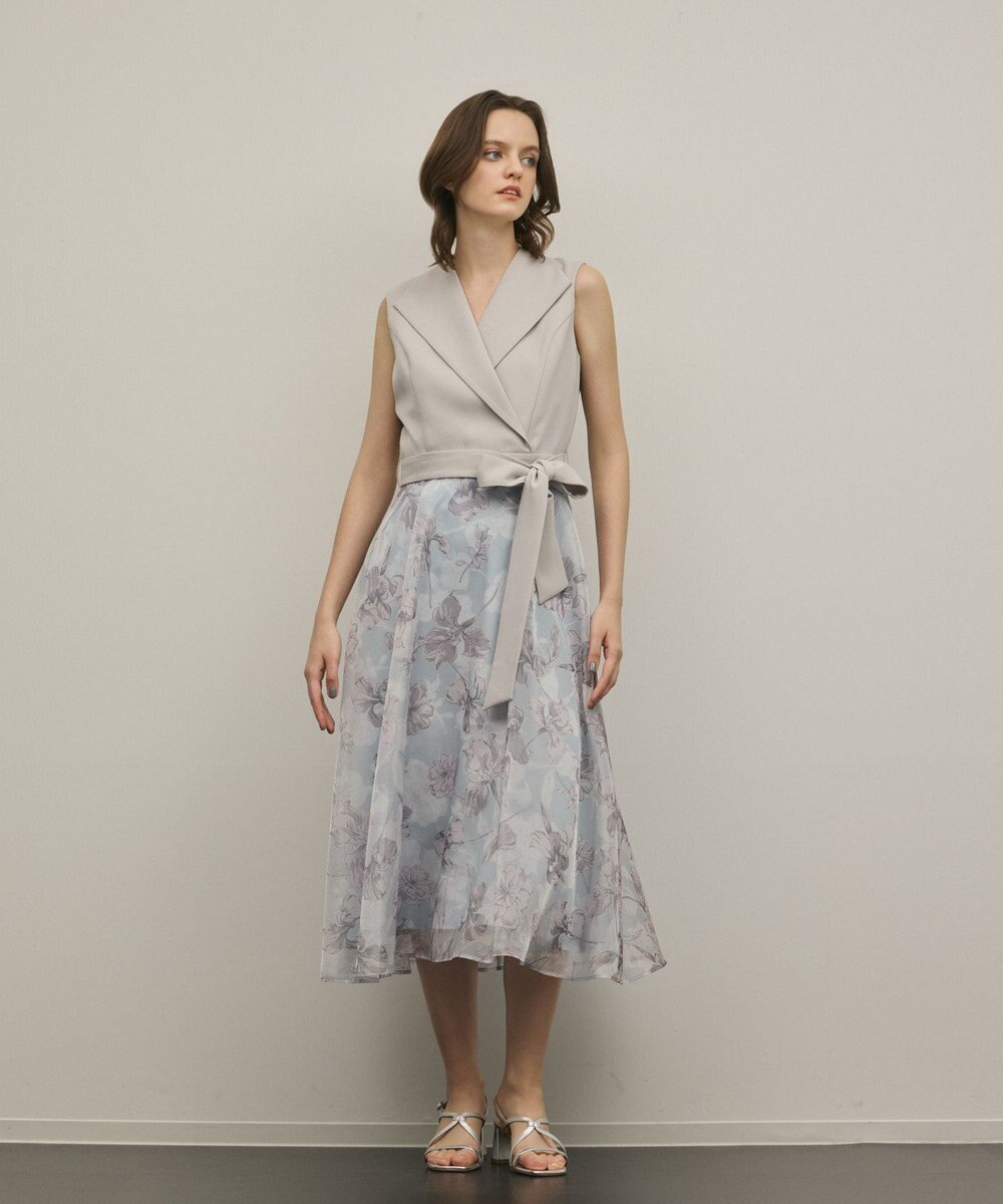 GRACE CONTINENTAL カシュクールフラワープリントワンピース 