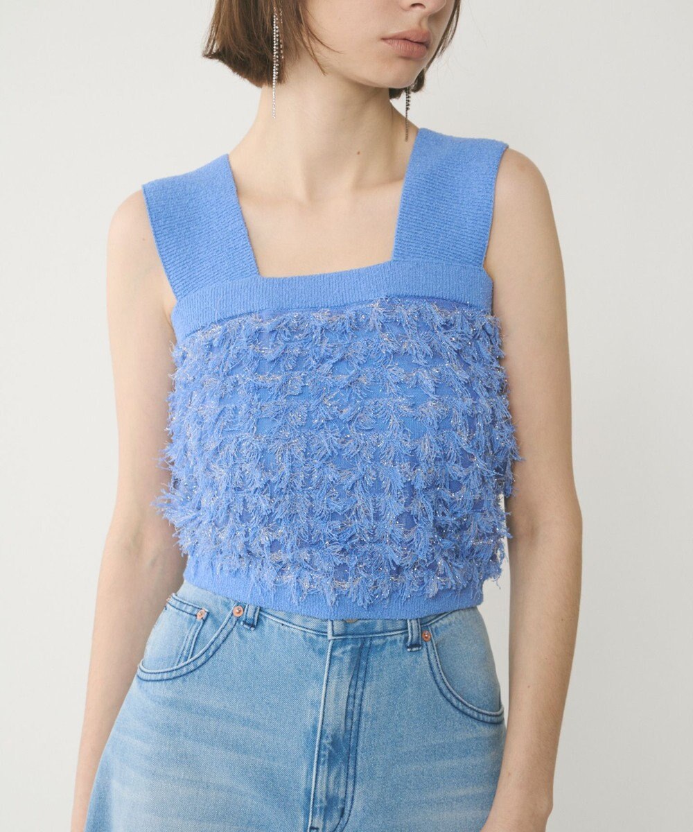 GRACE CONTINENTAL フリンジニットベアトップ 