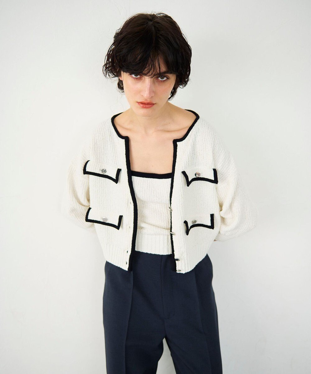 GRACE CONTINENTAL バイカラールーズニットカーディガン 