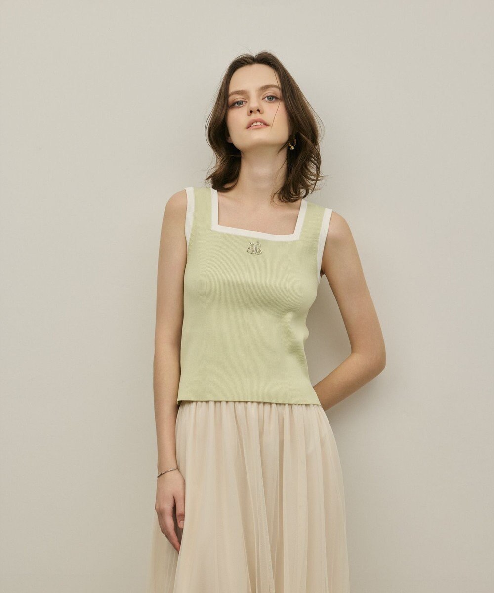 GRACE CONTINENTAL バイカラーリブニットノースリーブ 