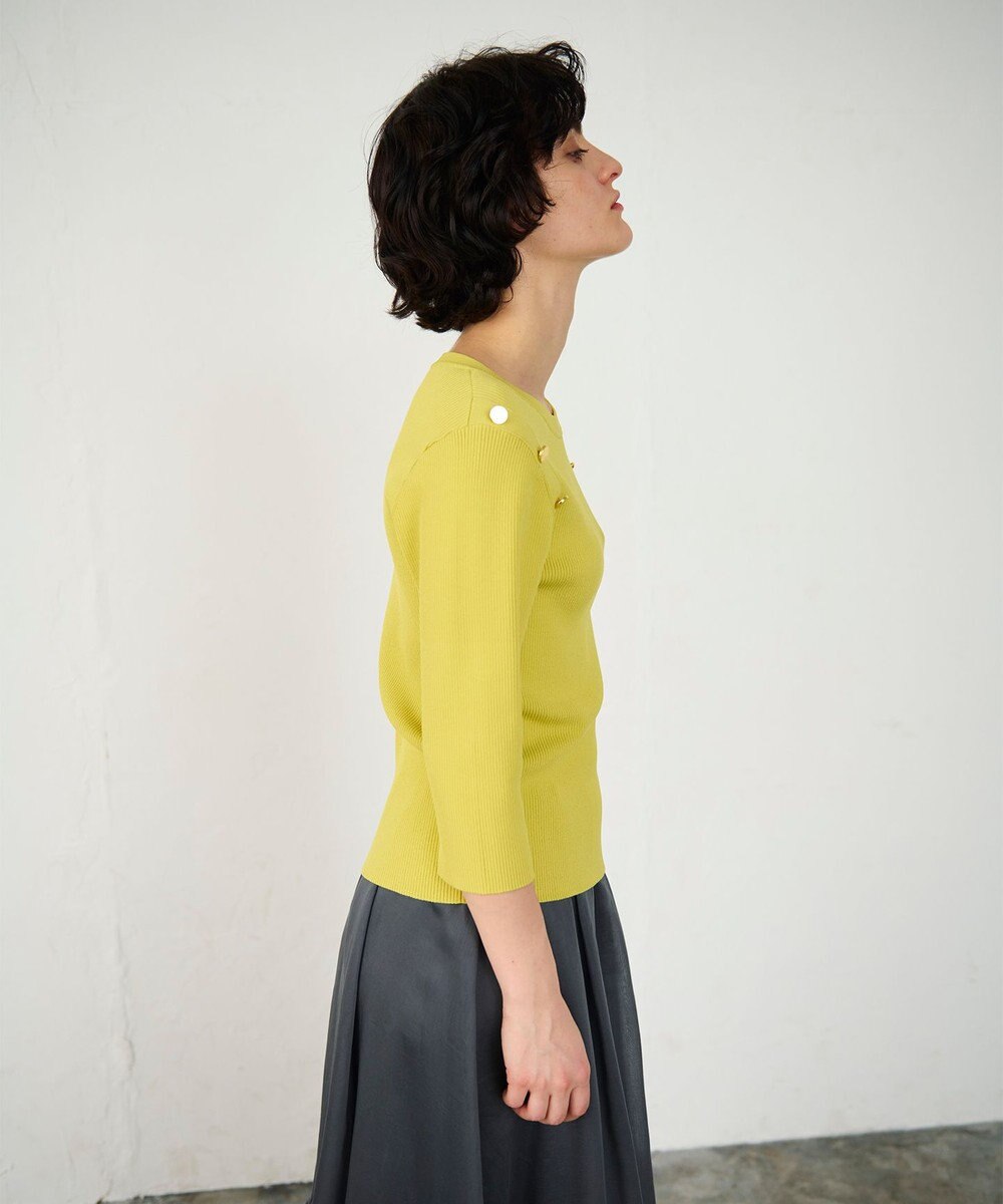 GRACE CONTINENTAL メタル釦リブニットトップ