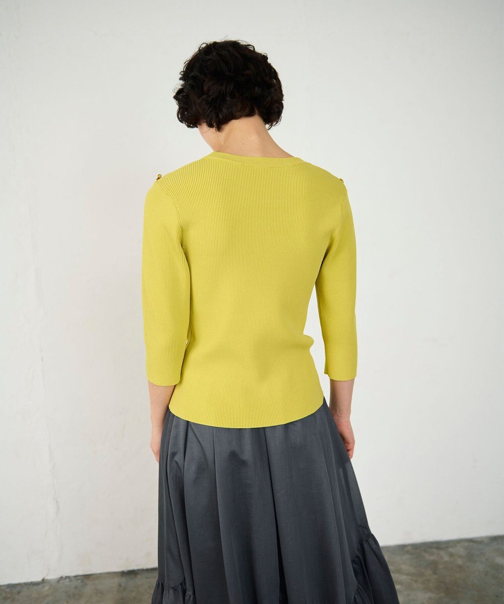 GRACE CONTINENTAL メタル釦リブニットトップ