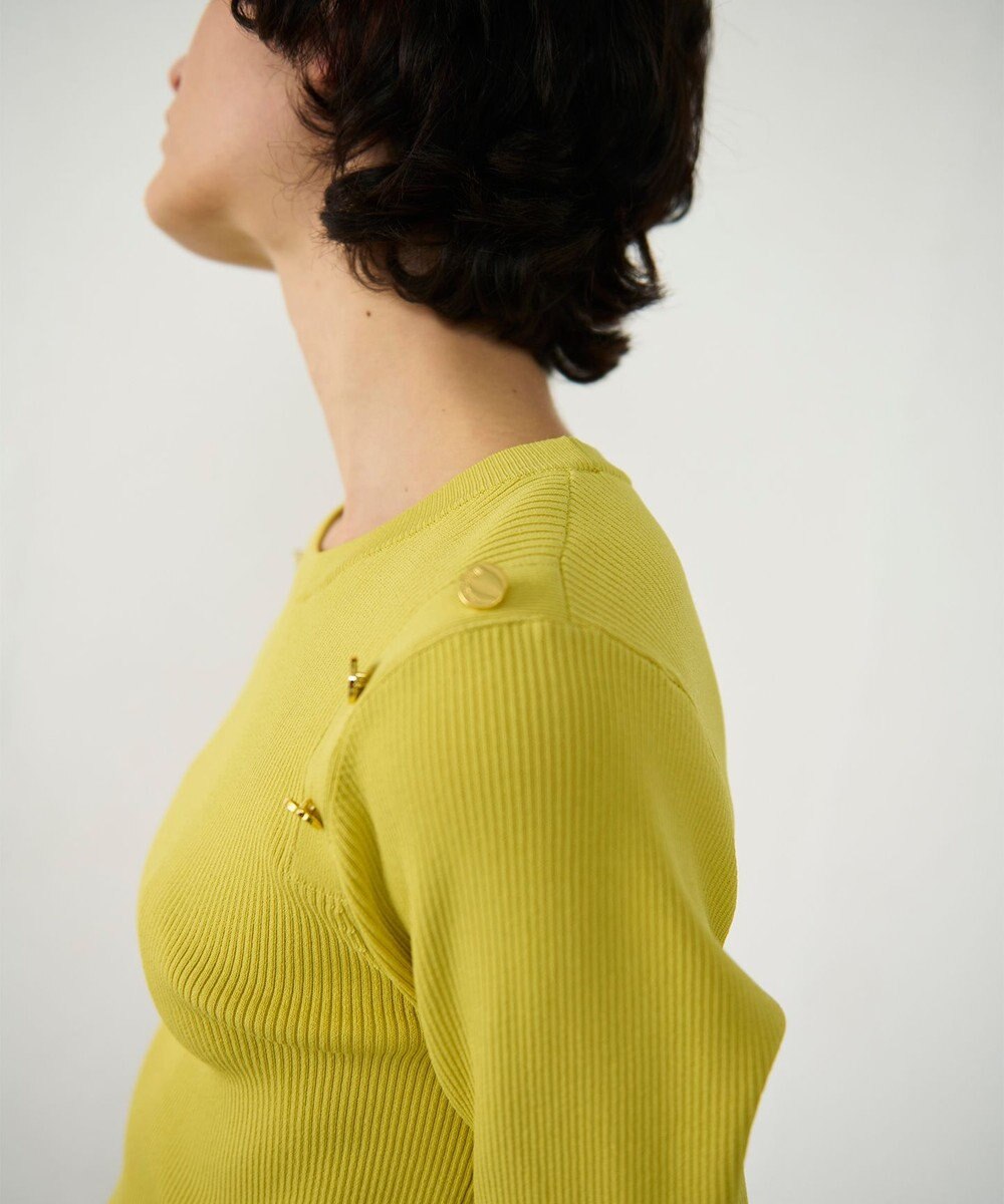 GRACE CONTINENTAL メタル釦リブニットトップ 