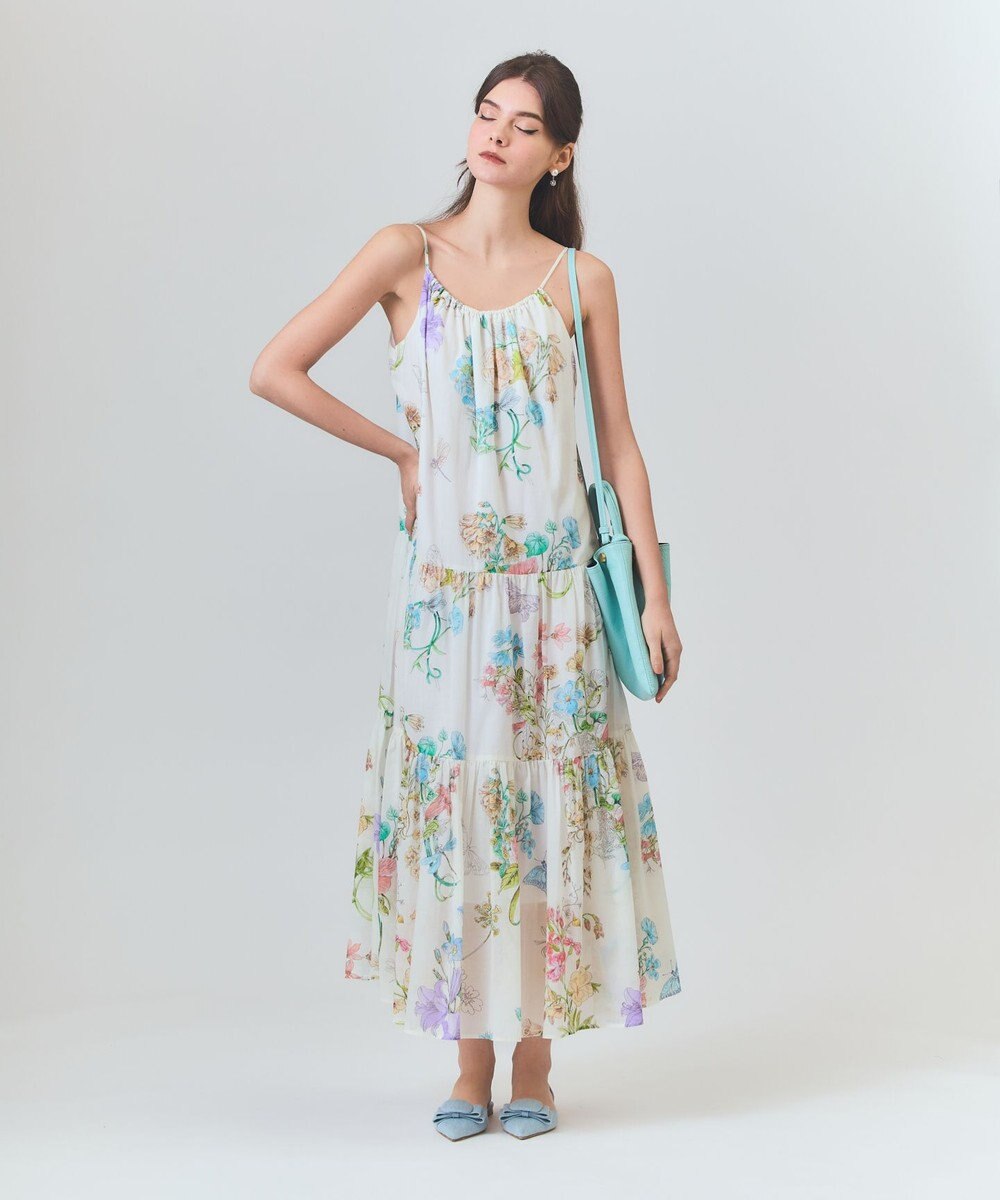 GRACE CONTINENTAL ボタニカルティアードドレス 