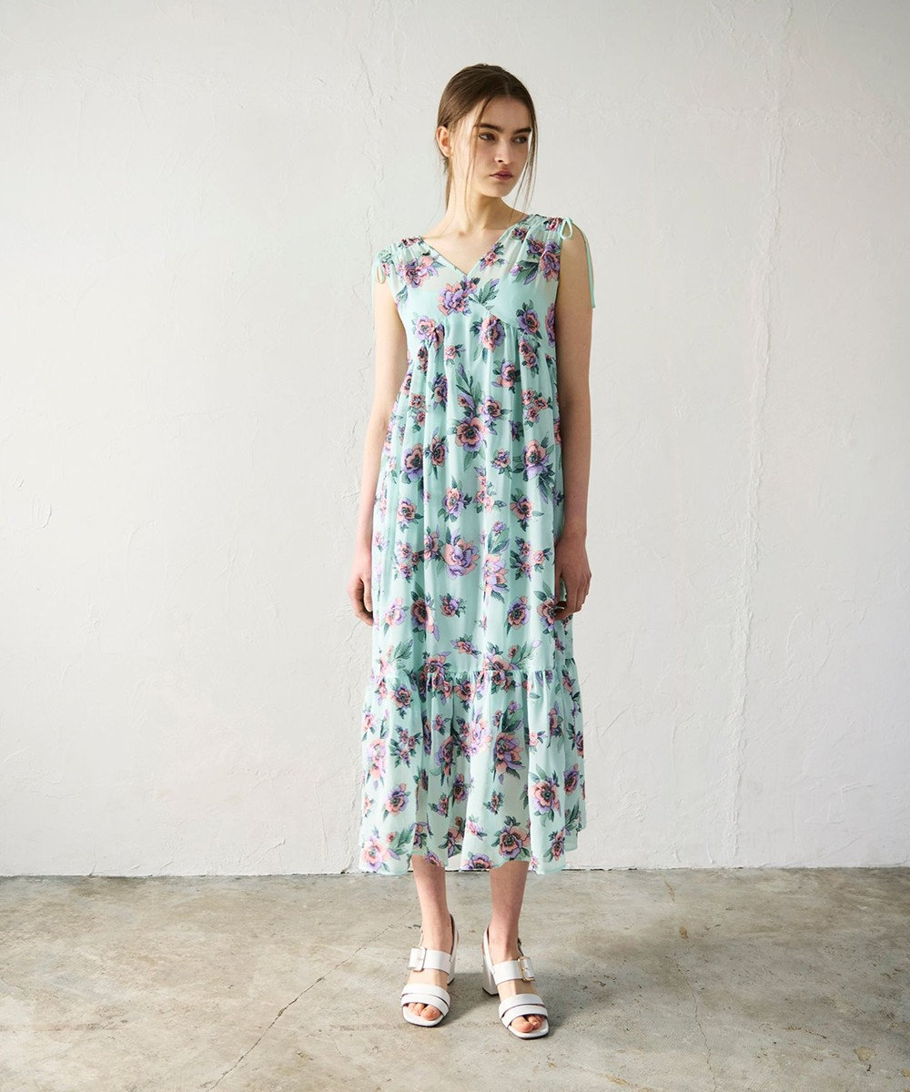 GRACE CONTINENTAL エスニックフラワー刺繍ワンピース