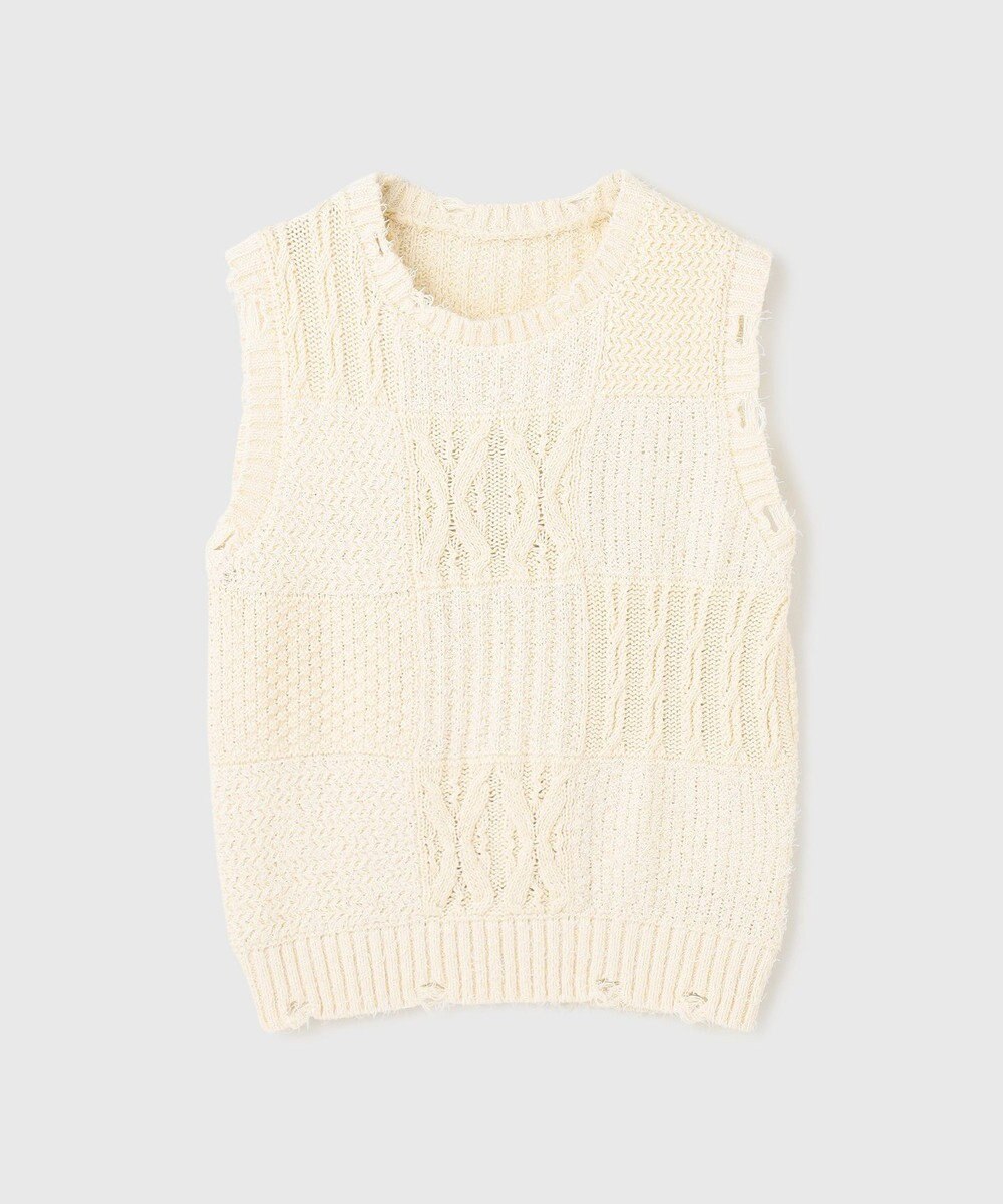 GRACE CONTINENTAL パッチワークニットトップ 