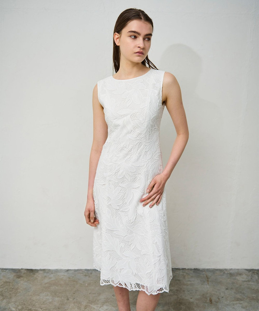 GRACE CONTINENTAL ケミカルリーフドレス ホワイト