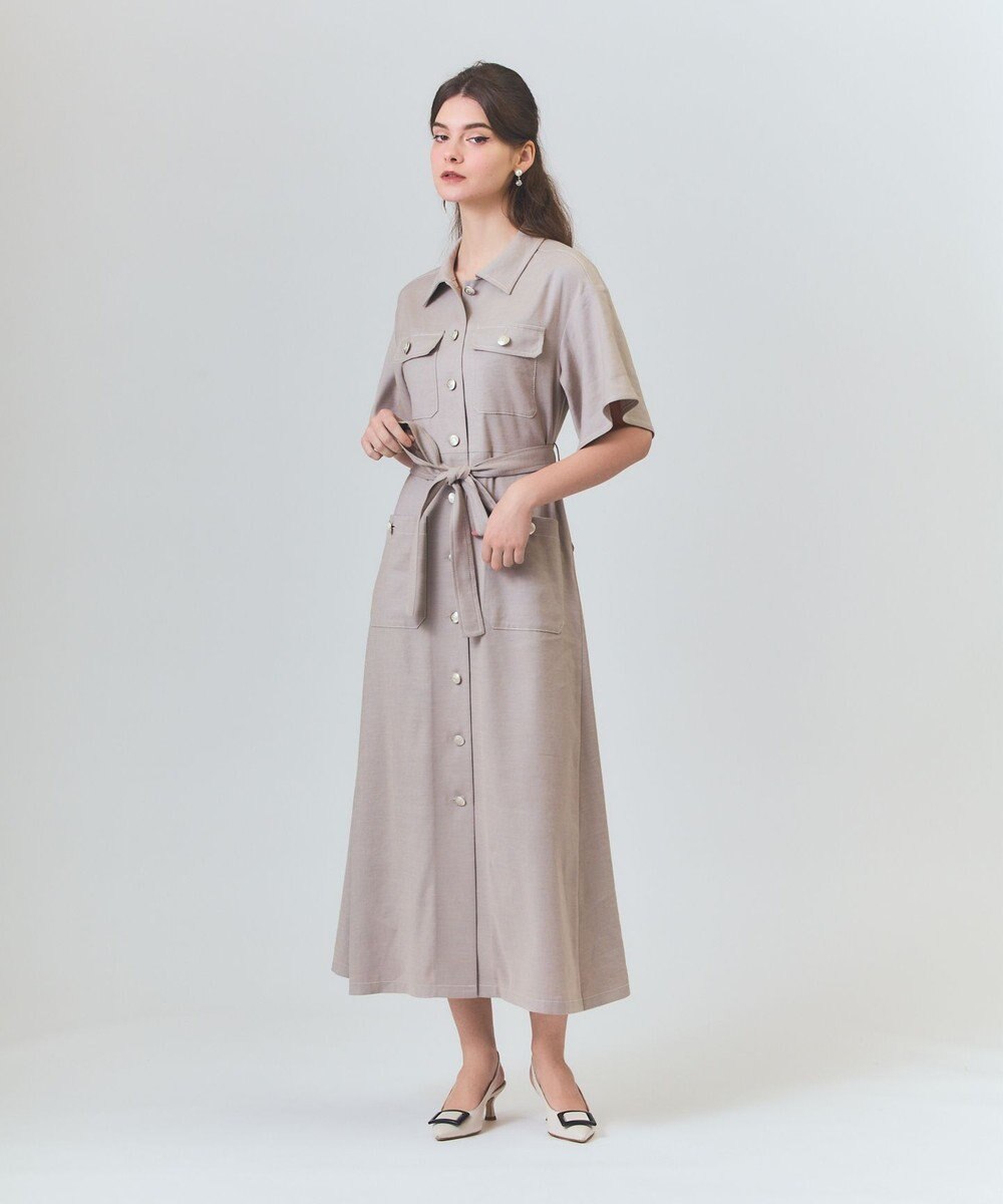 GRACE CONTINENTAL リネンデニムライクワンピース ベージュ