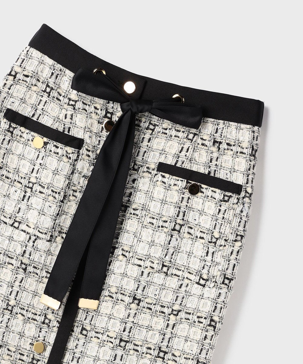 GRACE CONTINENTAL トリミングツイードスカート 