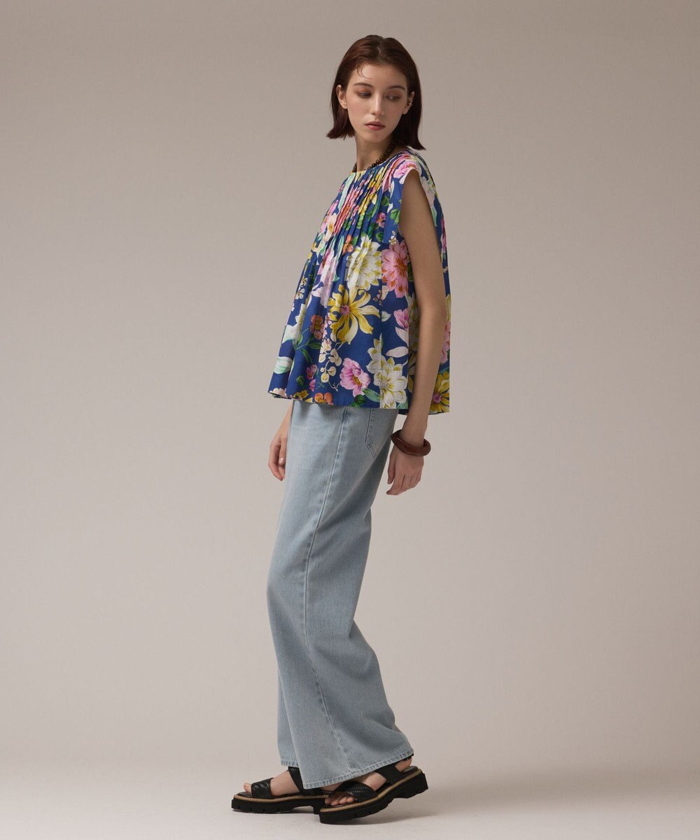 GRACE CONTINENTAL フラワープリントタックブラウス 