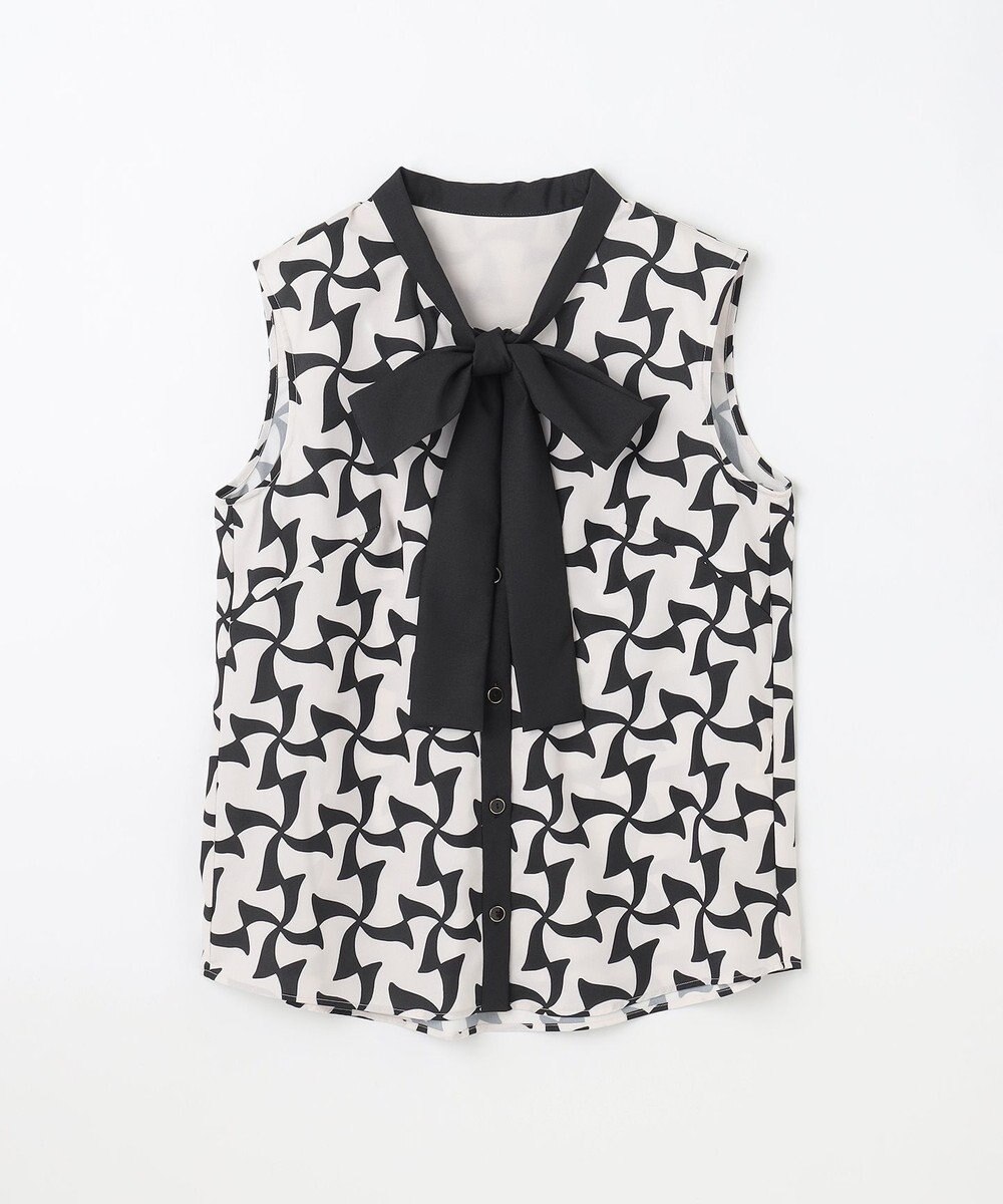 GRACE CONTINENTAL リボンプリントノースリーブトップ 