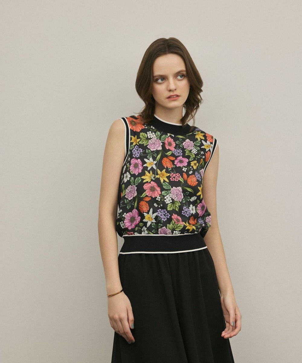 GRACE CONTINENTAL フラワープリントニットトップ 